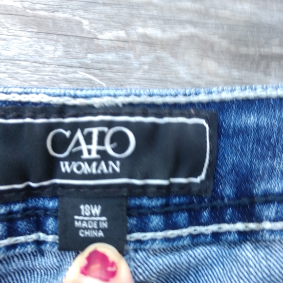 Cato Jean shorts blue bling 4 Pockets zip size 18 - Picture 2 of 9